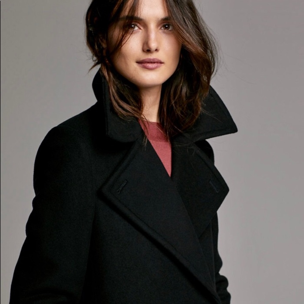 Aritzia long black wool/cashmere coat size M